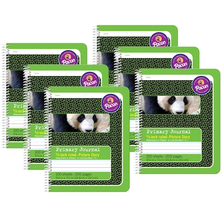 Pacon Primary Composition Book, Picture Story Ruled, 100 Sheets/Bk, PK6, Color: Multi 2434